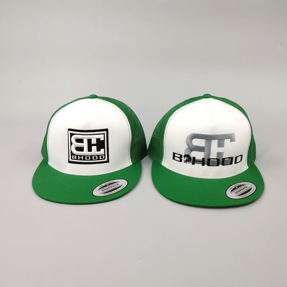 2 B'HOOD Hat Green Mesh Classic Snapback‎ Trucker Bundle